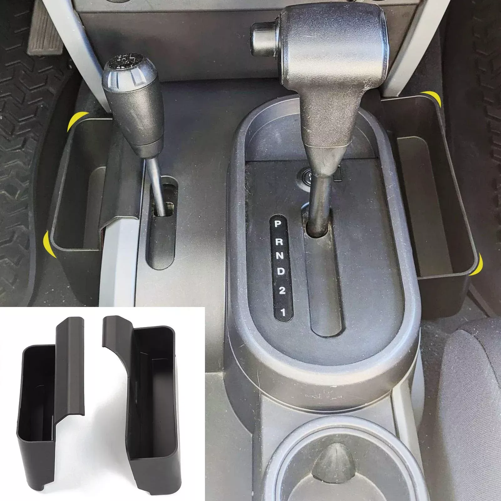 JeCar Gear Shift Storage Box for 2007-2010 Jeep Wrangler JK, Black, Acrylonitrile Butadiene Styrene, Center Console Organizer