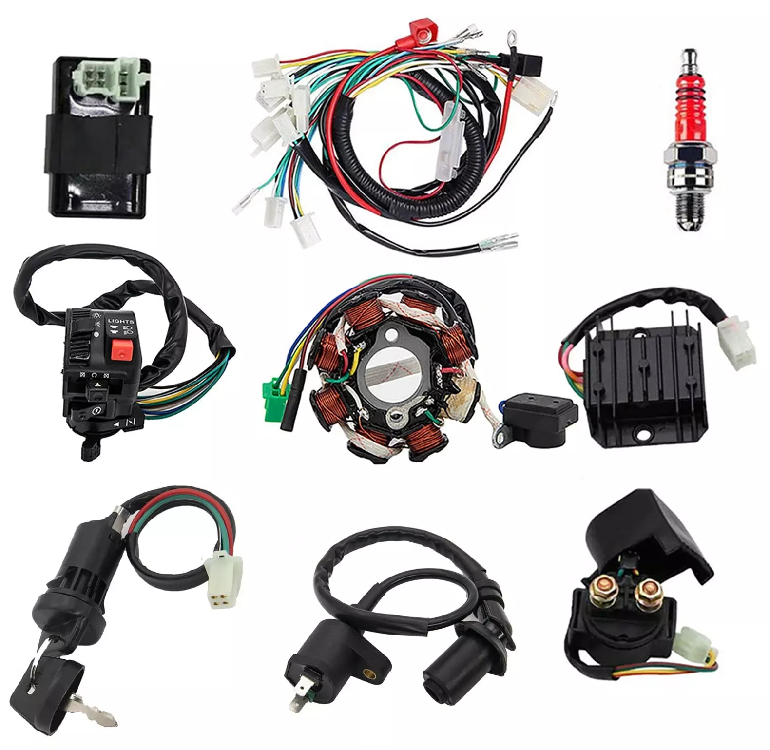 KAKO Complete Wiring Harness Kit for ATV Quad 150CC-250CC - Copper, Model 6057-GY6150CC