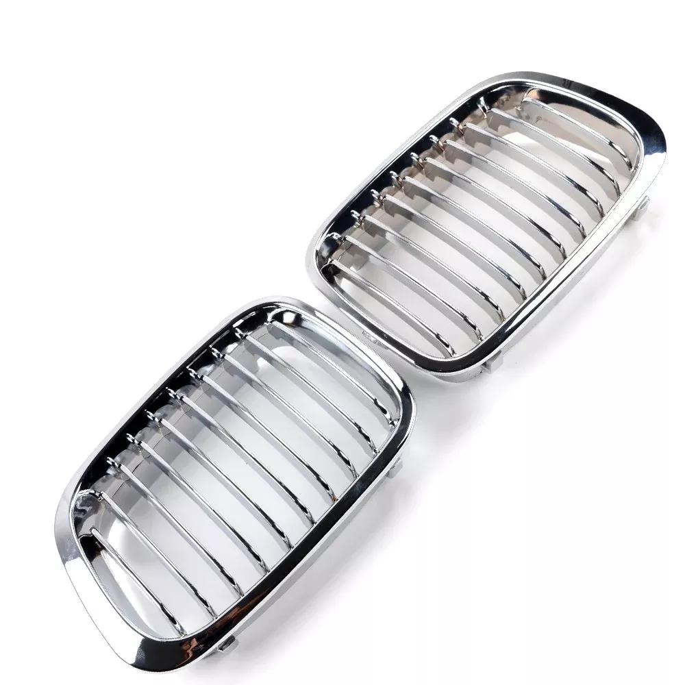 Left Right Chrome Front Kidney Grille Grill Compatible With 1998-2001 Bmw E46 316I 318I 320I 323I 325I 328I 330I Sedan Pre-Lci