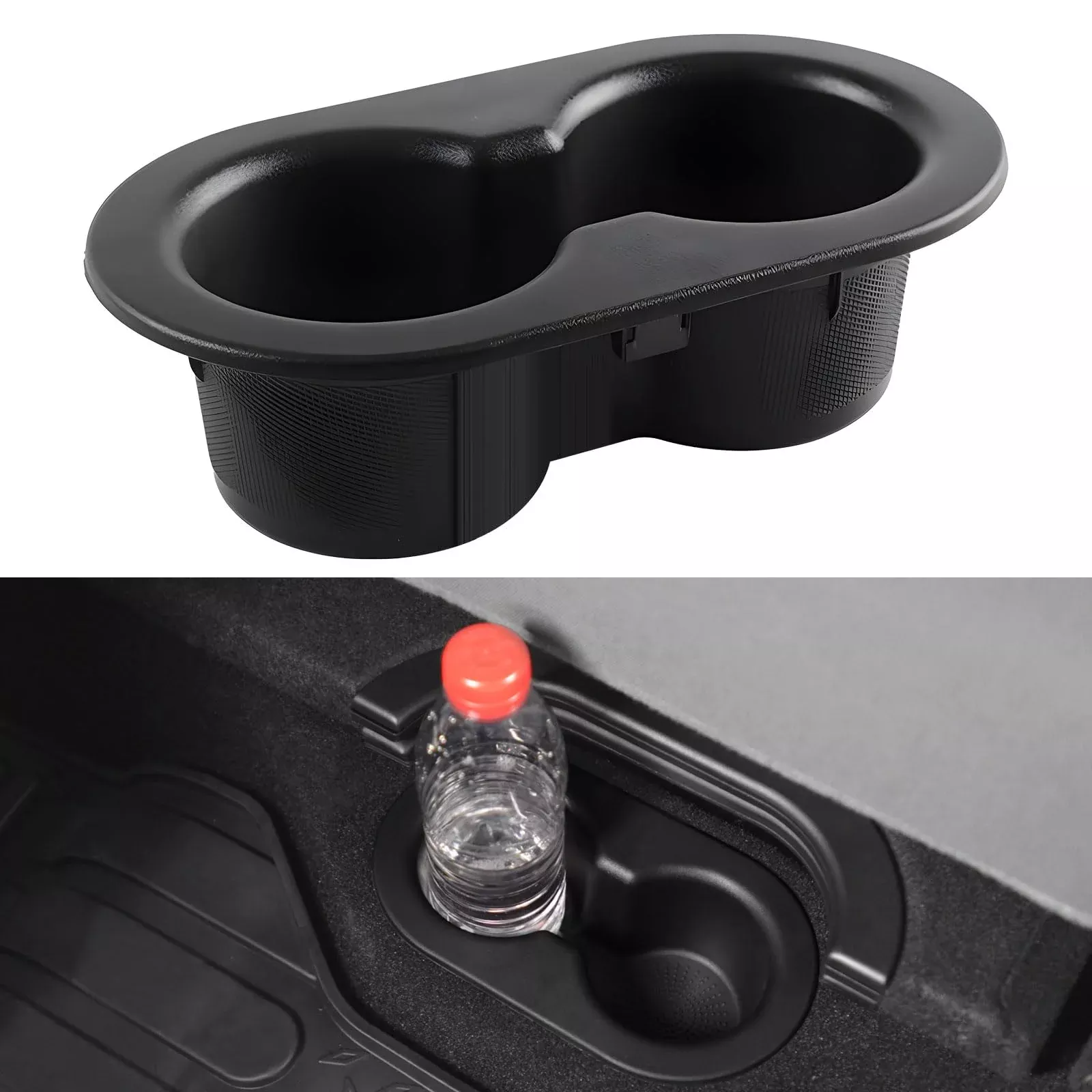 LitMiRaCle Rear Seat Cup Holder for Dodge Ram 1500/2500/3500/4500 & Dakota 2002-2017, Dual Drink, ABS Plastic, Black