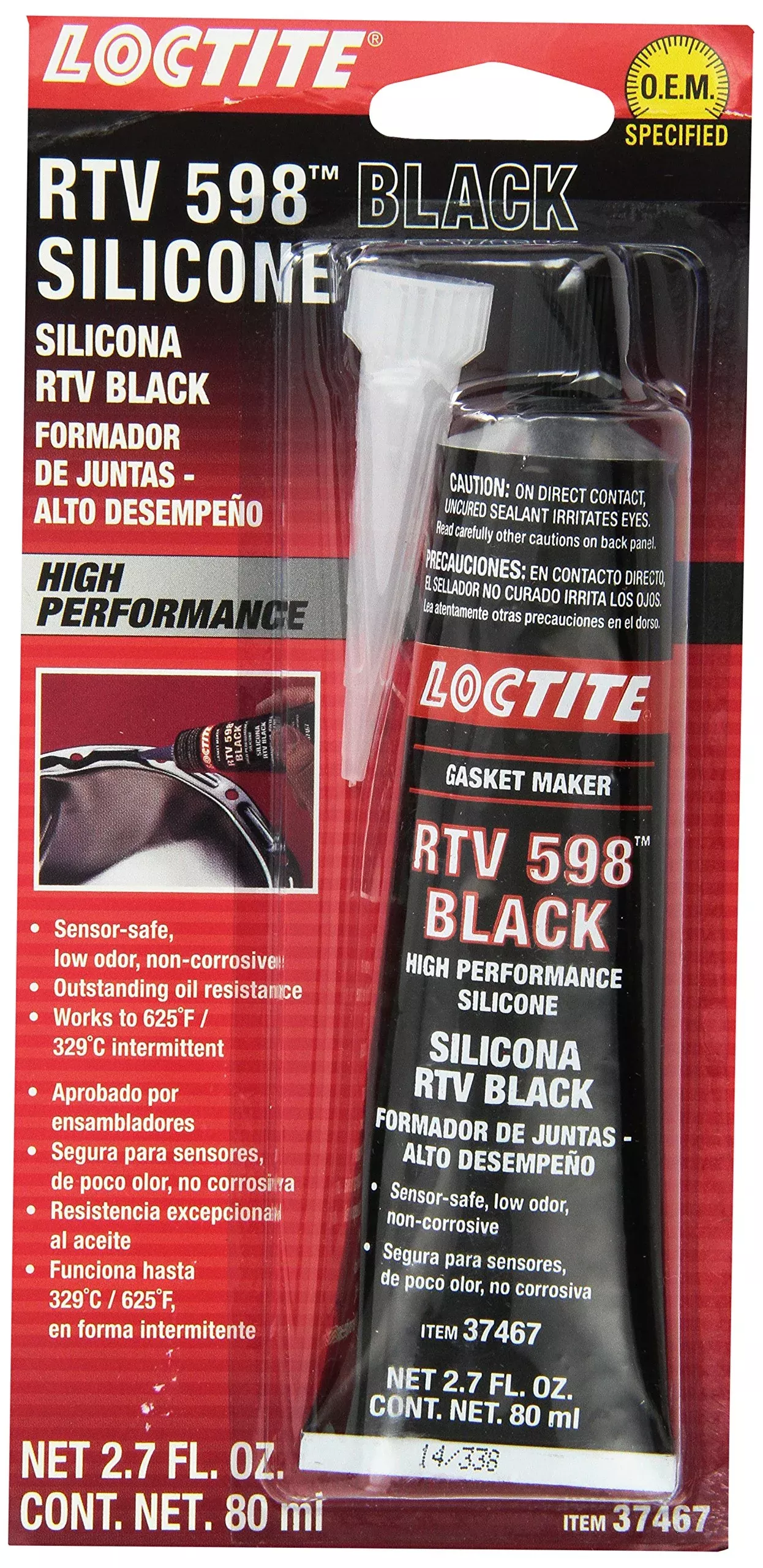 Loctite RTV Silicone Gasket Maker Black 598 – 80ml, High Performance, Sensor-Safe, Flexible, Oil Resistant