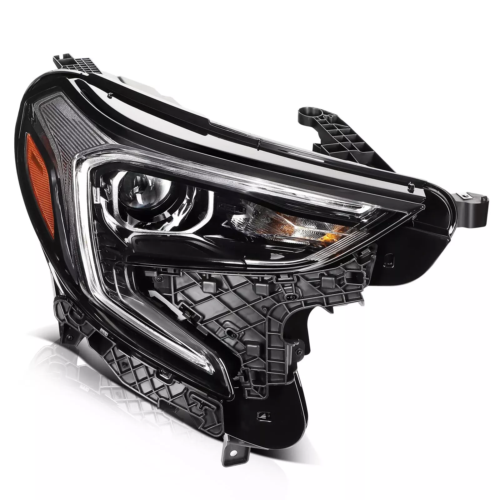Lsailon Headlight Assembly Replacement Fit For Gmc Terrain 2018-2021Headlamp In Black Housing Clear Lens Amber Reflector Passenger Side