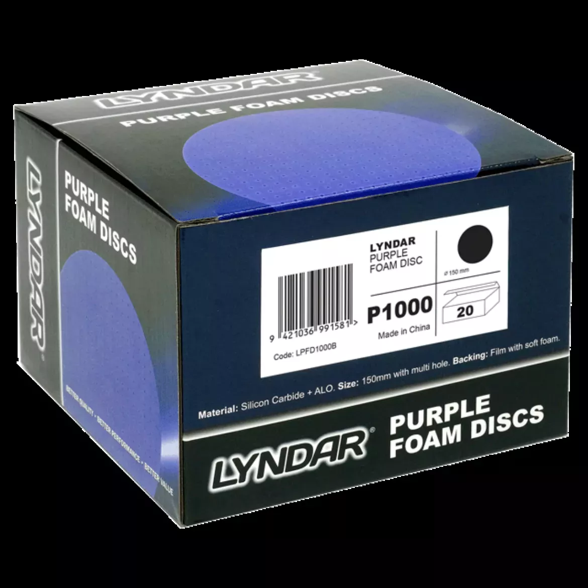 LYNDAR PURPLE FOAM DISC 150MM P1000 (Box 20)