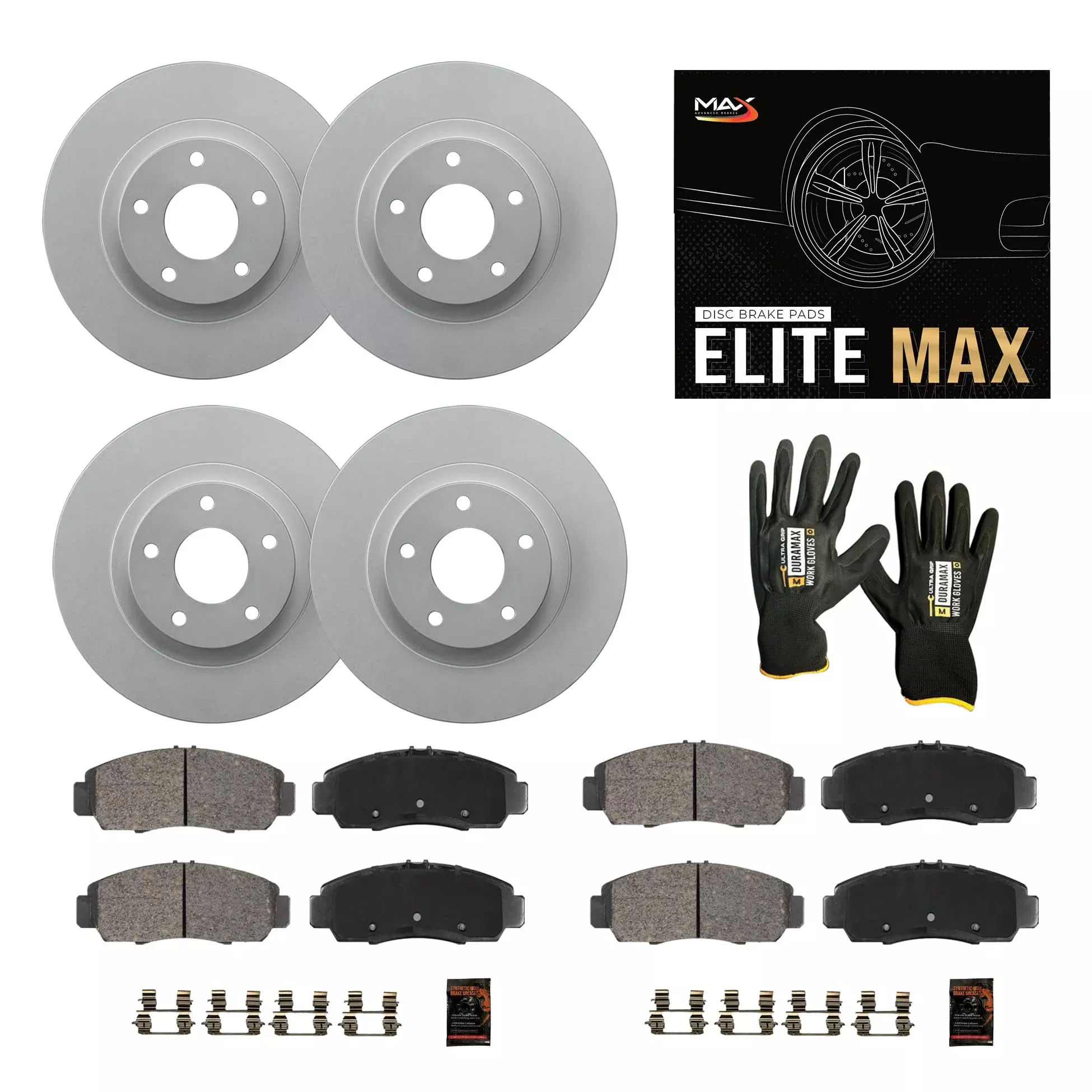 Max Advanced Brakes Front & Rear Brake Kit Compatible With 2019 2020 2021 2022 Mazda Cx-3 Fwd Replacement Drilled Slotted Black Coated Disc Brake Rotors And Ceramic Brake Pads