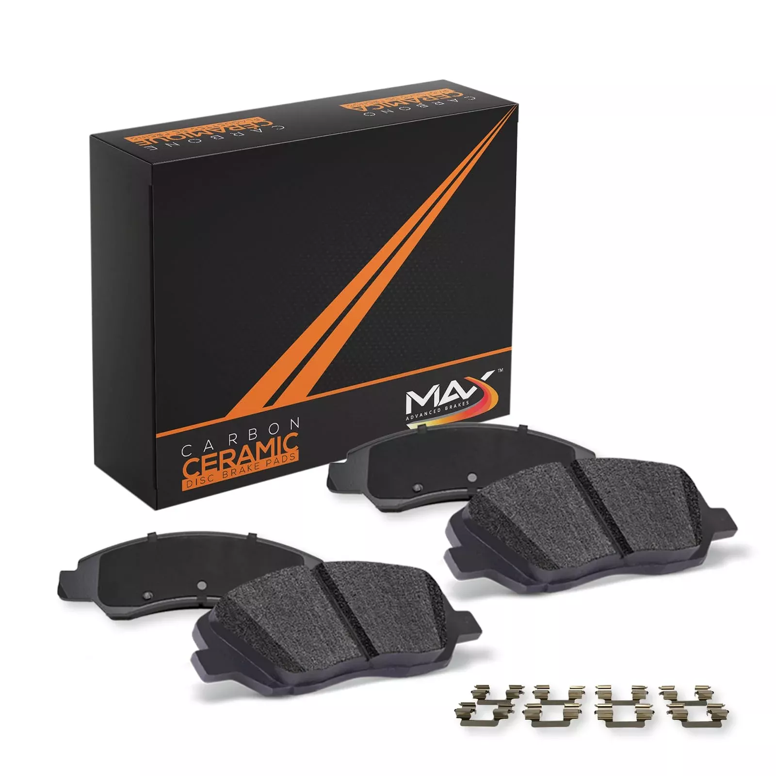 Max Advanced Brakes Rear Brake Pad Compatible With 2010-2014 2015 2016 2017 2018 2019 2020 2021 2022 2023 Hyundai Santa Fe/Sport/Xl Kia Sorento Stinger, Carbon Ceramic Pad W/Hardware