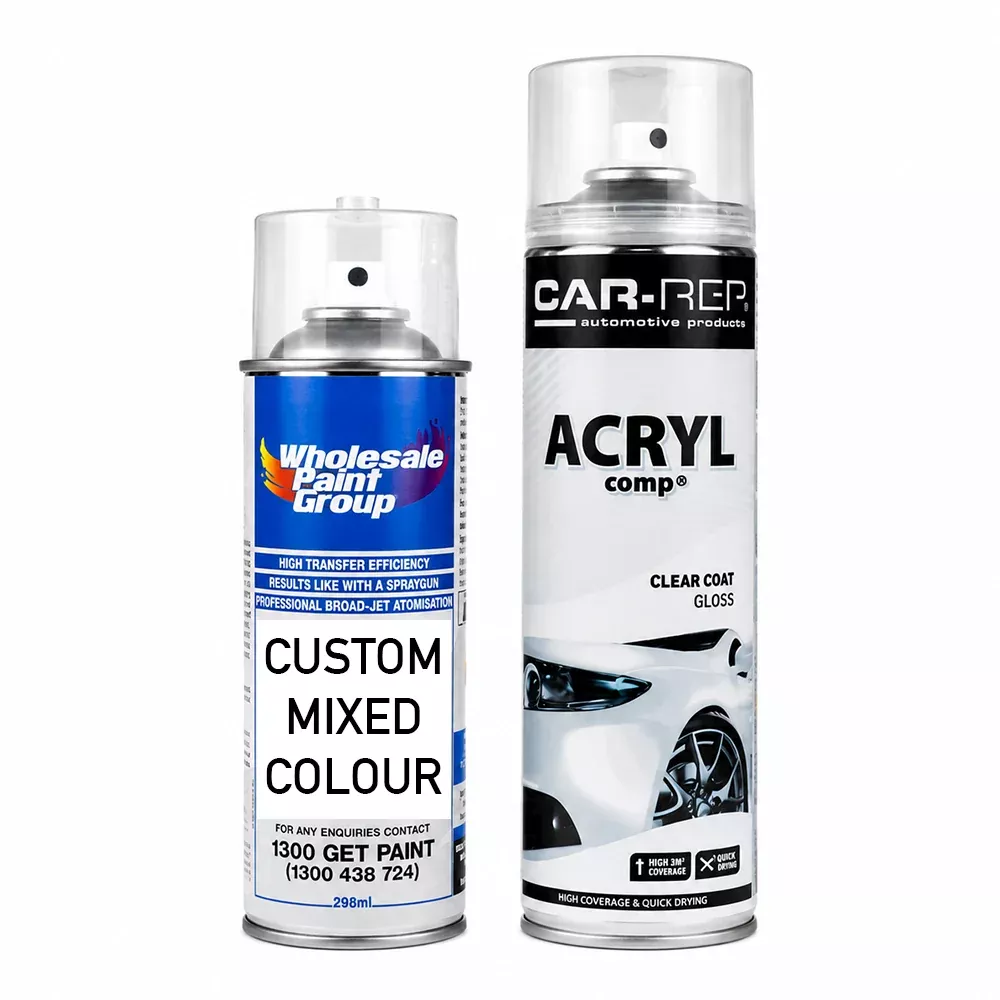 Mazda A2W Cool White Custom Mixed Touch Up Spray Paint + 1K Clear Coat Kit
