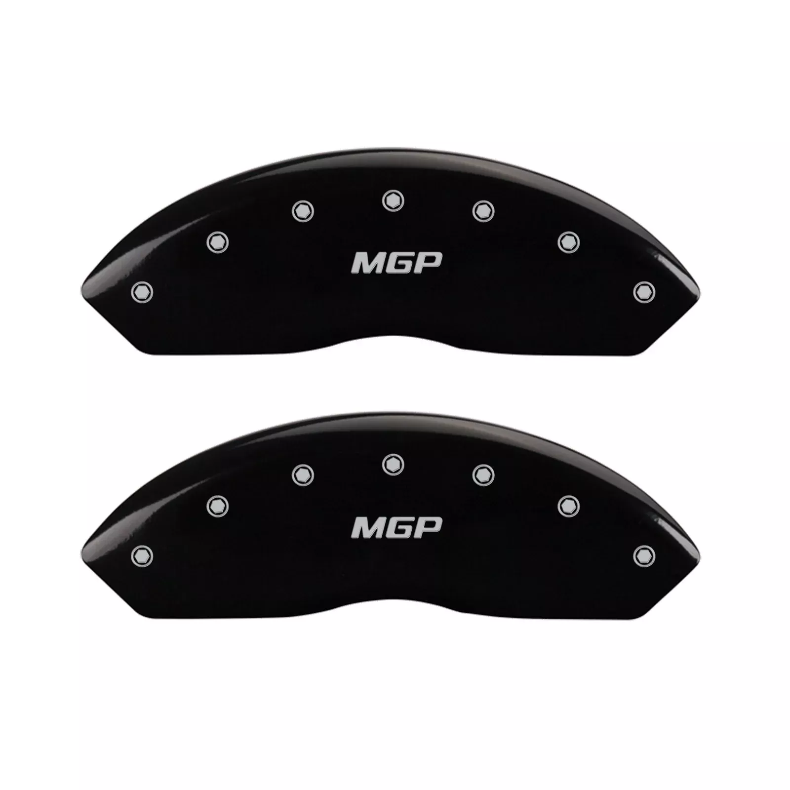 Mgp Caliper Covers 42014Smgpbk Black Powder Coat Finish Front And Rear Caliper Cover, Set Of 4 (Mgp Silver Characters, Engraved)