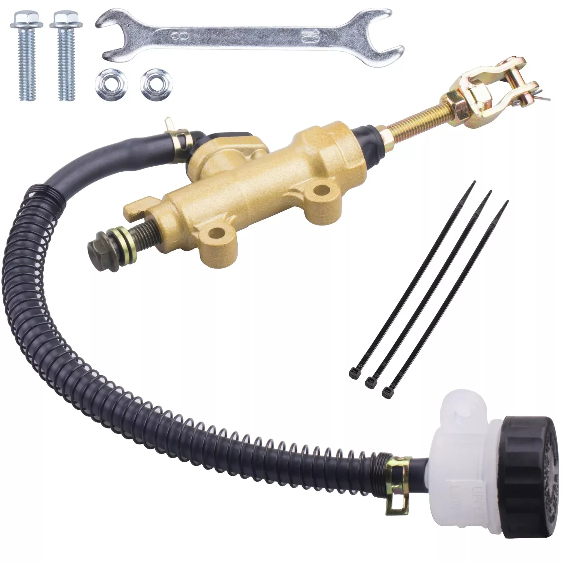 Mwmnun Universal Rear Brake Master Cylinder Compatible With 70Cc 90Cc 110Cc 125Cc Atv/Chinese Dirt Bike/Yerf Dog 150Cc Arctic Cat 700 Efi 2006 Roketa Taotao Yard Card 150Cc Go Karts(Gold)