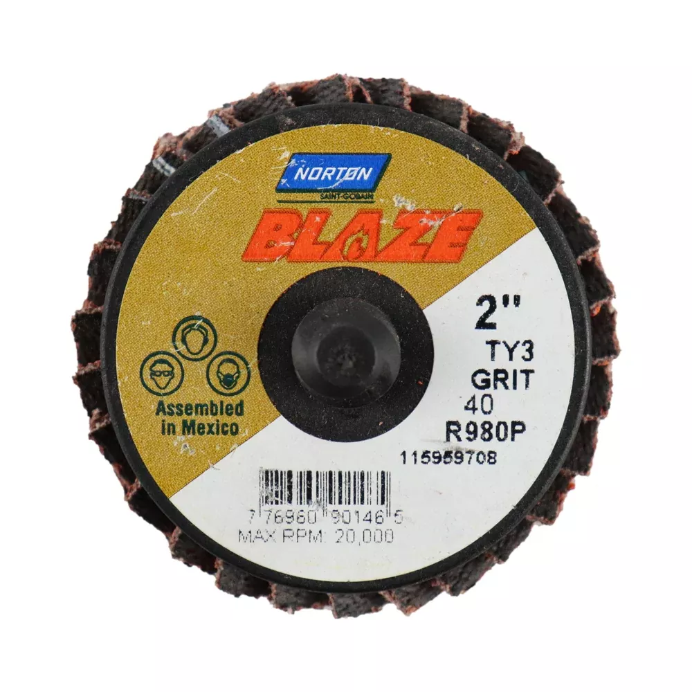 Norton Blaze R980P Quick Change TR Mini Flap 50mm 40 Grit – 10 Discs