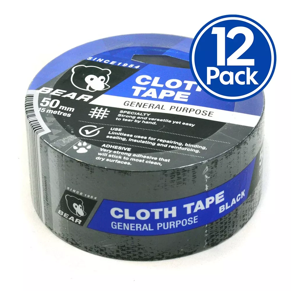 Norton Premium Grade Black Cloth Tape 50mm x 15m 12 Pack
