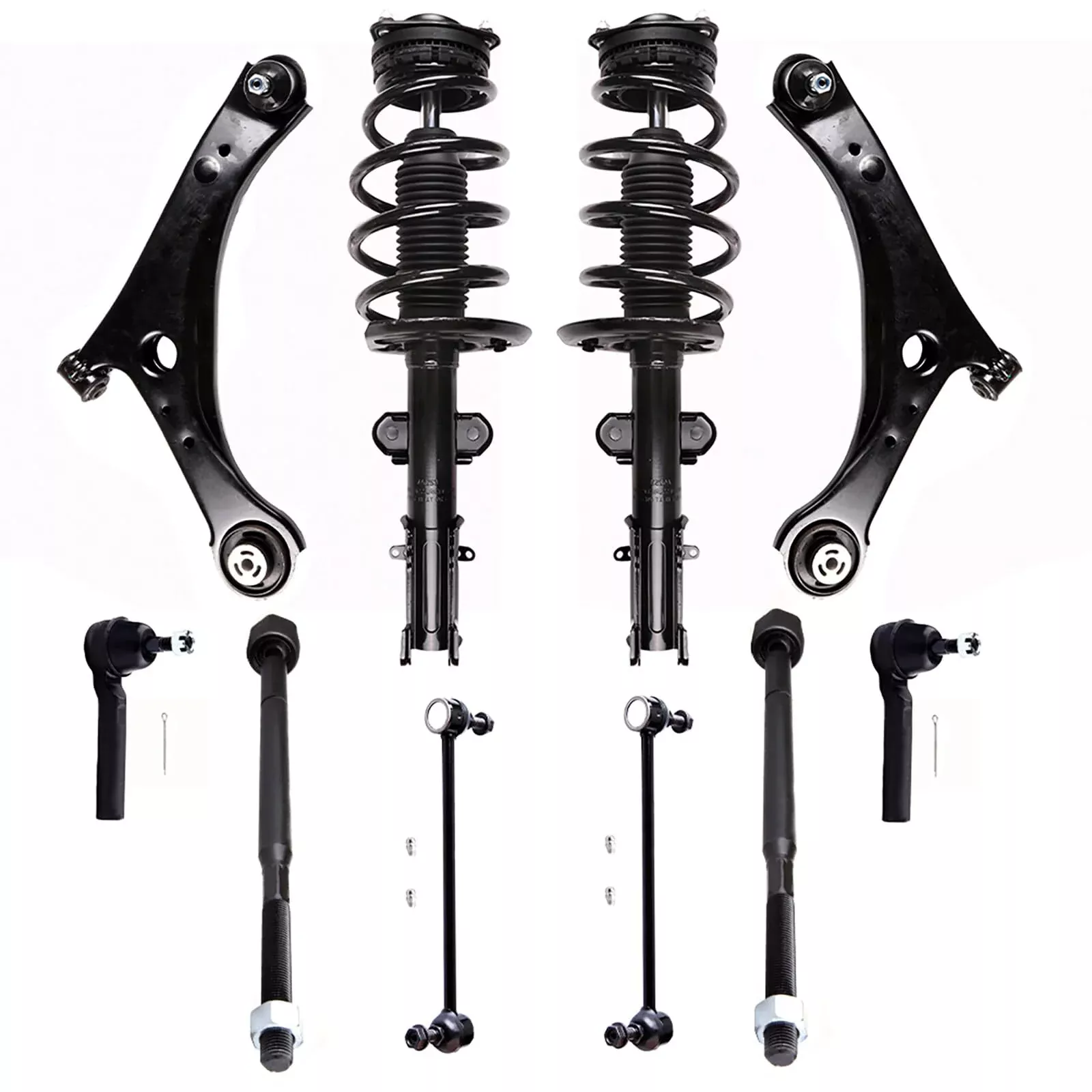 Ocpty Suspension Kits Front Complete Struts Assembly Control Arm And Ball Joint Assembly Stabilizer Bar Link Tie Rod End Fits For Chrysler Town & Country 2008-2016 -10Pcs