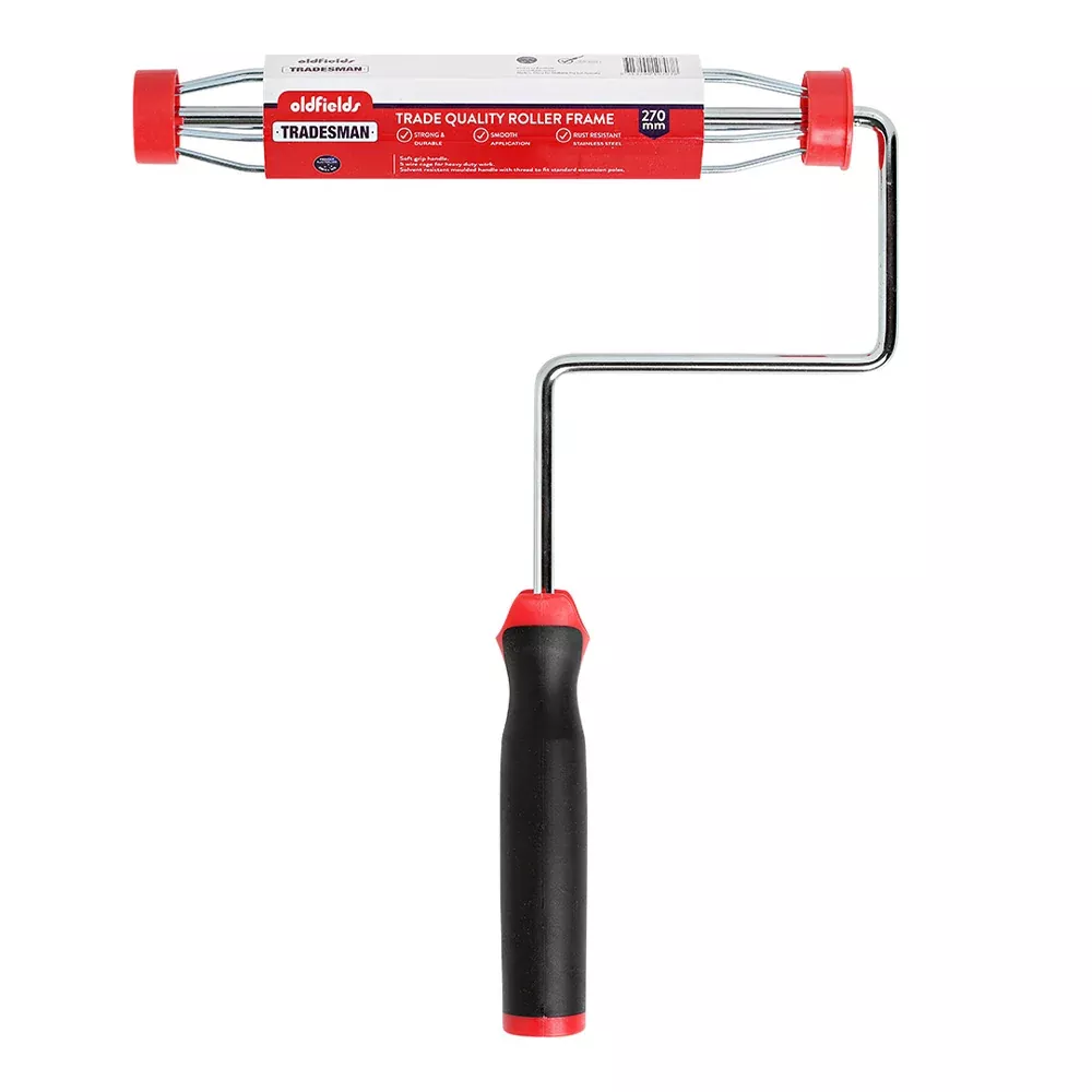 OLDFIELDS Tradesman Paint Roller Frame 270mm Soft Threaded Handle All Paints
