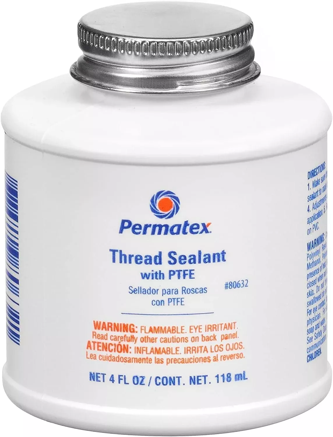 Permatex Thread Sealant 80632 with PTFE – 4 oz Can, White, Pack of 1