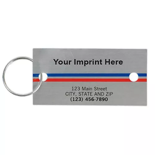 Personalized Brushed-Silver Automotive Key Tags – Horizontal Lines