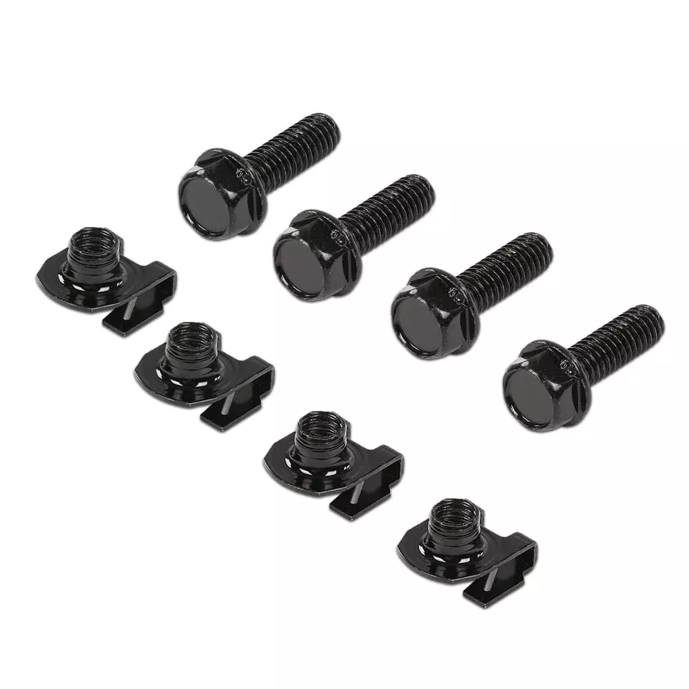 PIT66 Front Shock Lower A Arm Mounting Bolts & U Nuts for 1955-2007 GM, Black, 8 Pcs, One Size