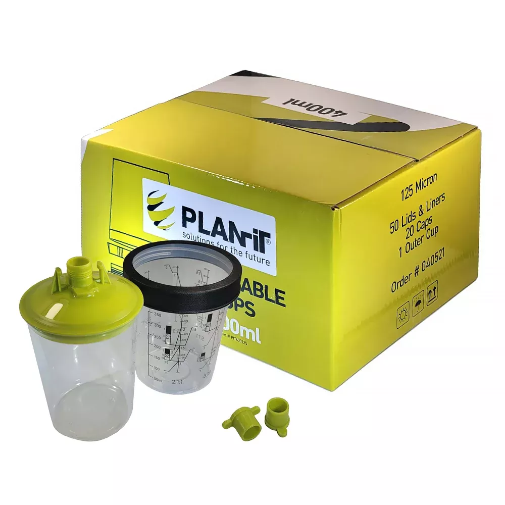 PLANIT Disposable Lids & Liners Kit 400ml 125um Filters PPS Cups