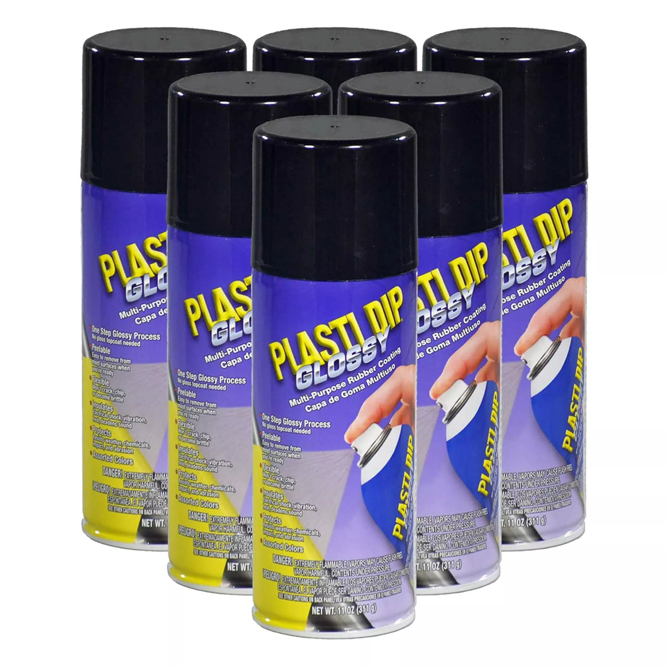 Plasti Dip Glossy Black Spray Paint – 11oz, Pack of 6, Ideal for Customization and Protection