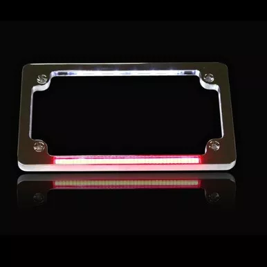 Polaris General Universal Horizontal Motorcycle Plate Frames With LED Truflex Light Bar & Plate Illumination by Custom Dynamics
