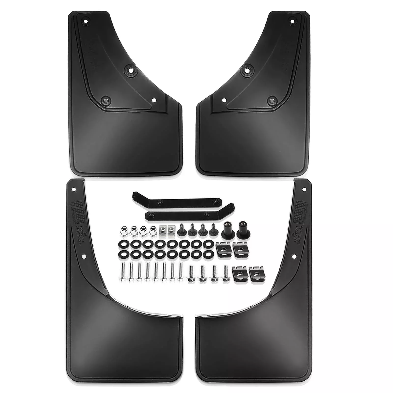 A-Premium Set Of 4Pcs Mud Flaps Splash Guards Mudguards Mudflaps With Hardware Kits Accessory Compatible With Suzuki Jimny 2019-2021, Black Color, Front And Rear (Driver & Passenger Sides)