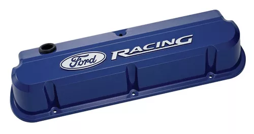 Proform 302-136 Blue Slant Edge Valve Covers - SBF - Tall - Cast Aluminum
