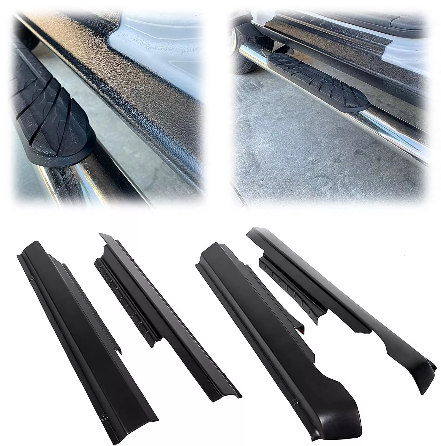 Rocker Panel Cover Guard Compatible With 2009-2018 Dodge Ram Crew Cab Molding Trim Matte Black Textured Finish Replace For 14064