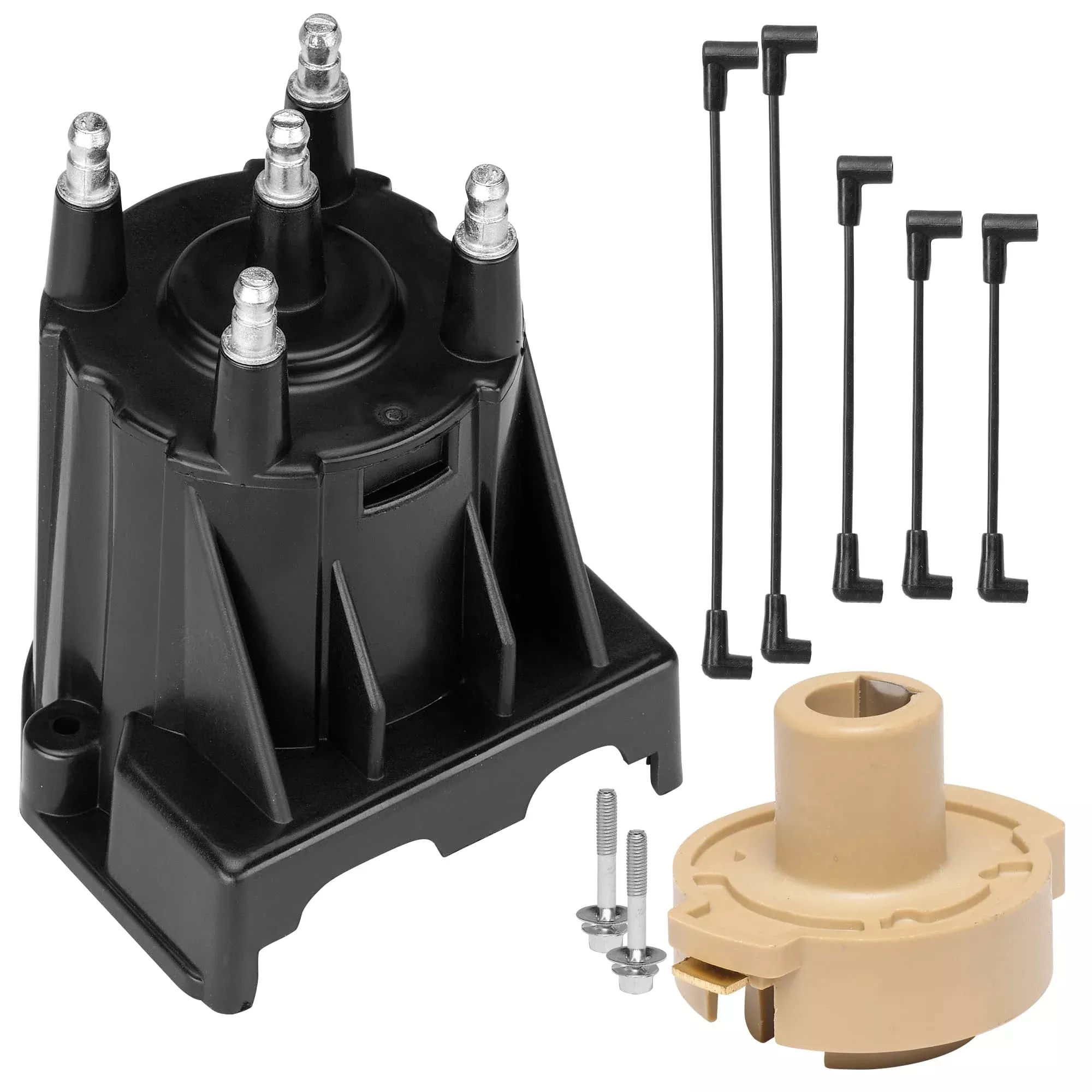 RPS Tune Up Kit for Mercruiser 3.0L LX – Includes Distributor Cap, Rotor, Spark Plug Wires, Brass, Black, Model 811635Q2 816761