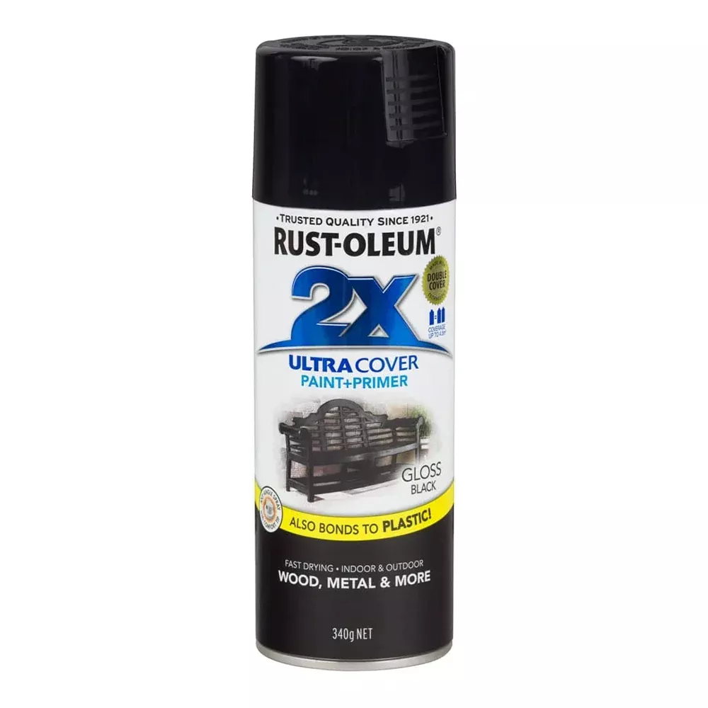 RUST-OLEUM 2X Gloss Paint & Primer Spray Paint 340g Black
