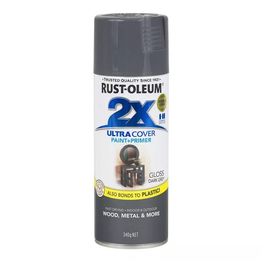 RUST-OLEUM 2X Gloss Paint & Primer Spray Paint 340g Dark Grey