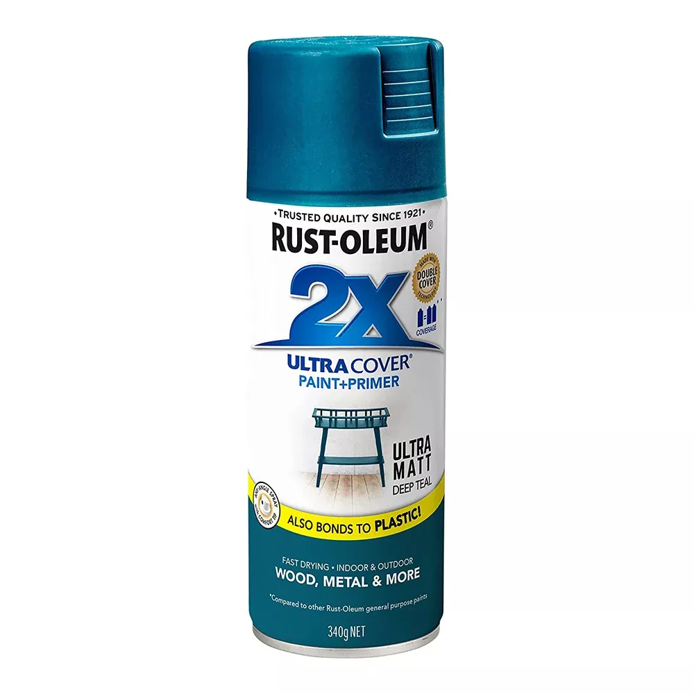 RUST-OLEUM 2X Ultra Cover Matt Paint & Primer Spray Paint 340g Deep Teal