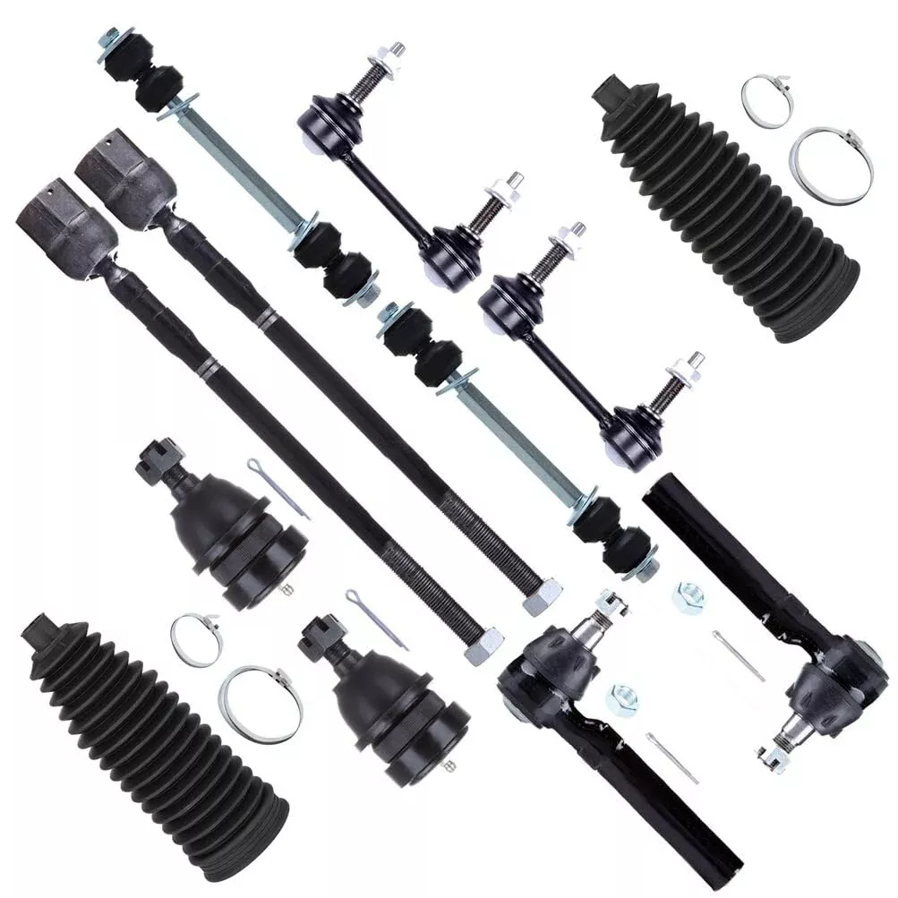 Scitoo 12Pcs Suspension Kit Front Lower Ball Joint Outer Inner Tie Rod End W/Boot Rear Sway Bar End Link Rear Sway Bar End Link Replacement For 1994-2004 For Ford For Mustang