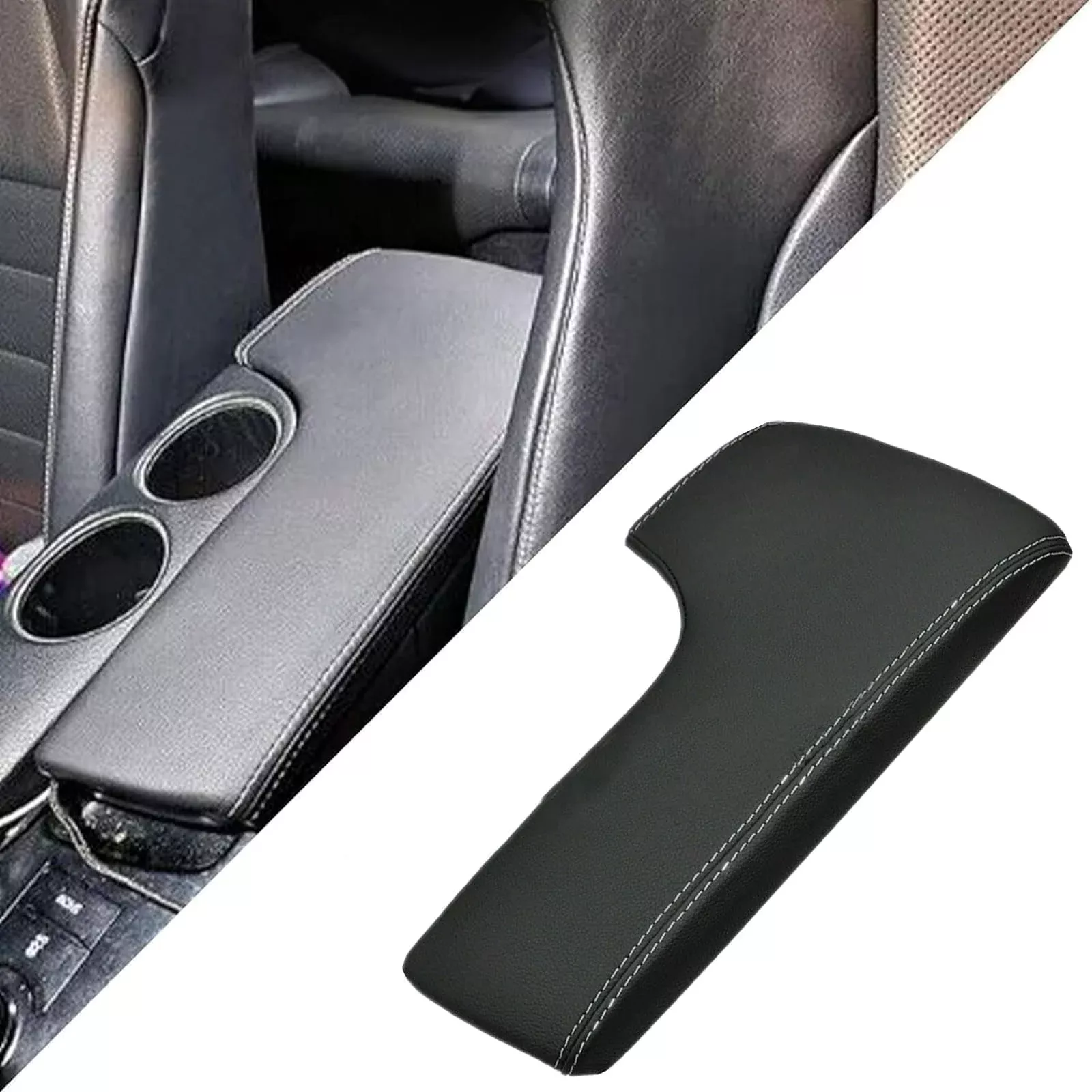 Secosautoparts Leather Center Console Lid Armrest Cover Compatible With Lexus Is250 Is300 Is350 2014 2015 2016 2017 Black Leathe