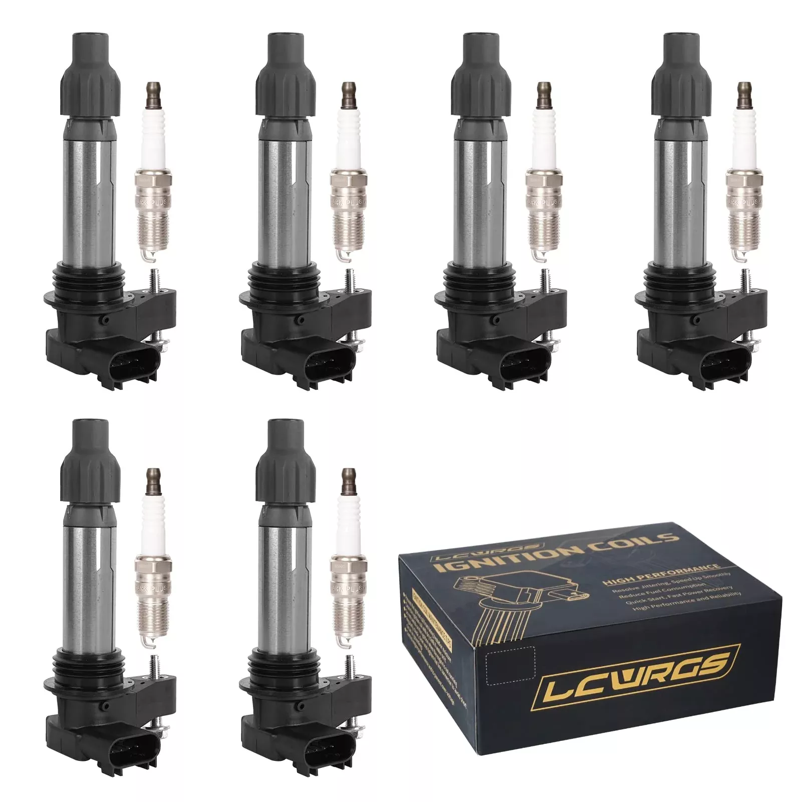 Set Of 6 Ignition Coil Pack And Spark Plugs For Gmc Acadia Terrain Chevy Traverse Impala Equinox Malibu Cadillac Srx Buick Encla