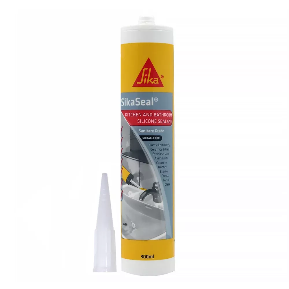 SIKA SikaSeal Kitchen & Bathroom Wet Area Silicone Sealant 300ml Cartridge White