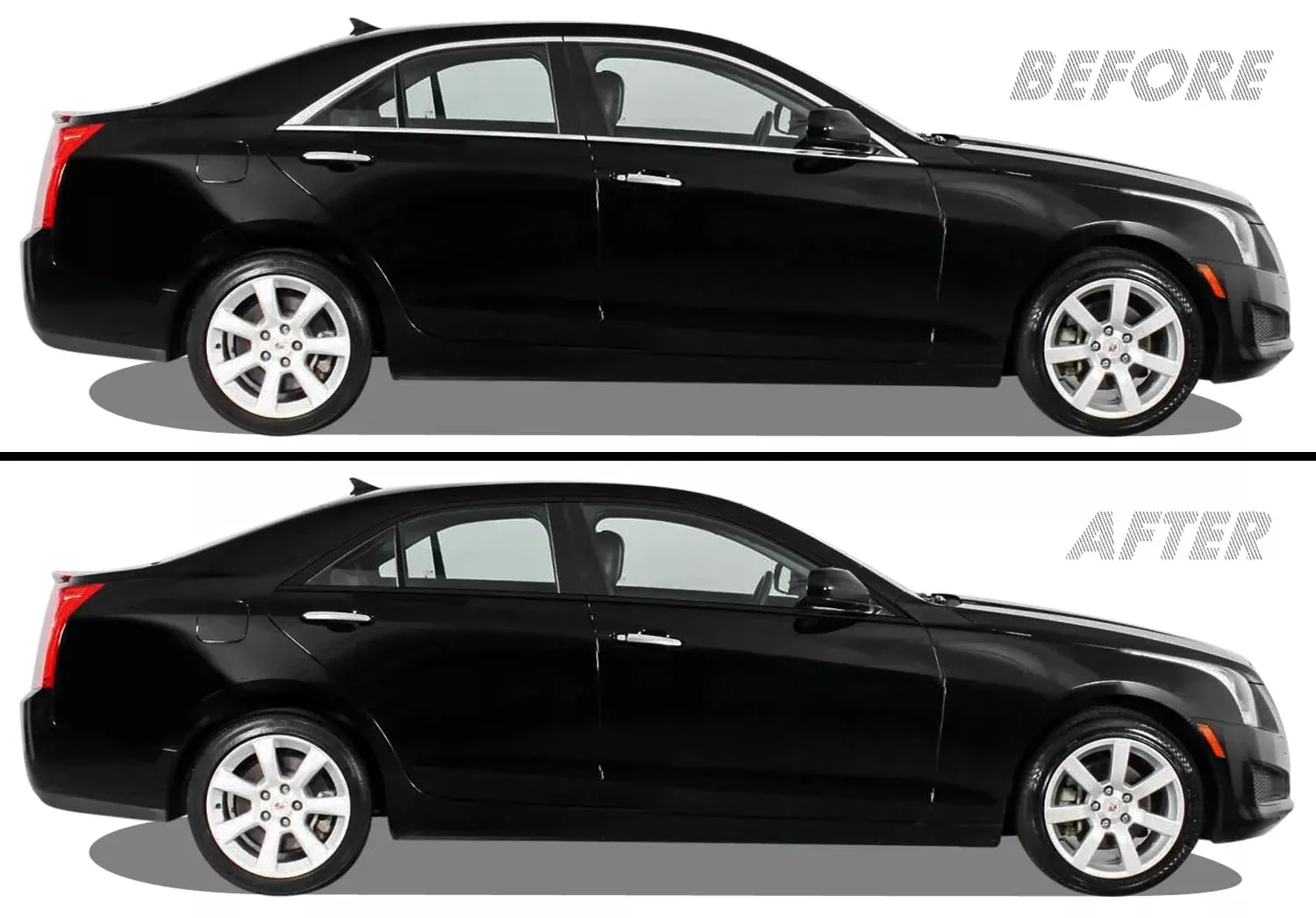 SlickMod Chrome Delete Blackout Vinyl Overlay for 2013-2018 Cadillac ATS Sedan Window Trim – Gloss Black Finish