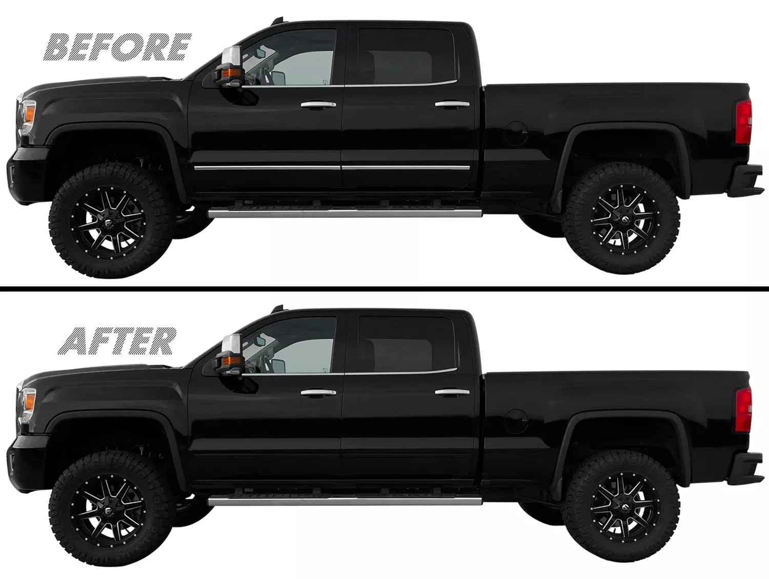 SlickMod Chrome Delete Vinyl Overlay for 2014-2019 GMC Sierra Door Trim, 2-Piece, Gloss Black