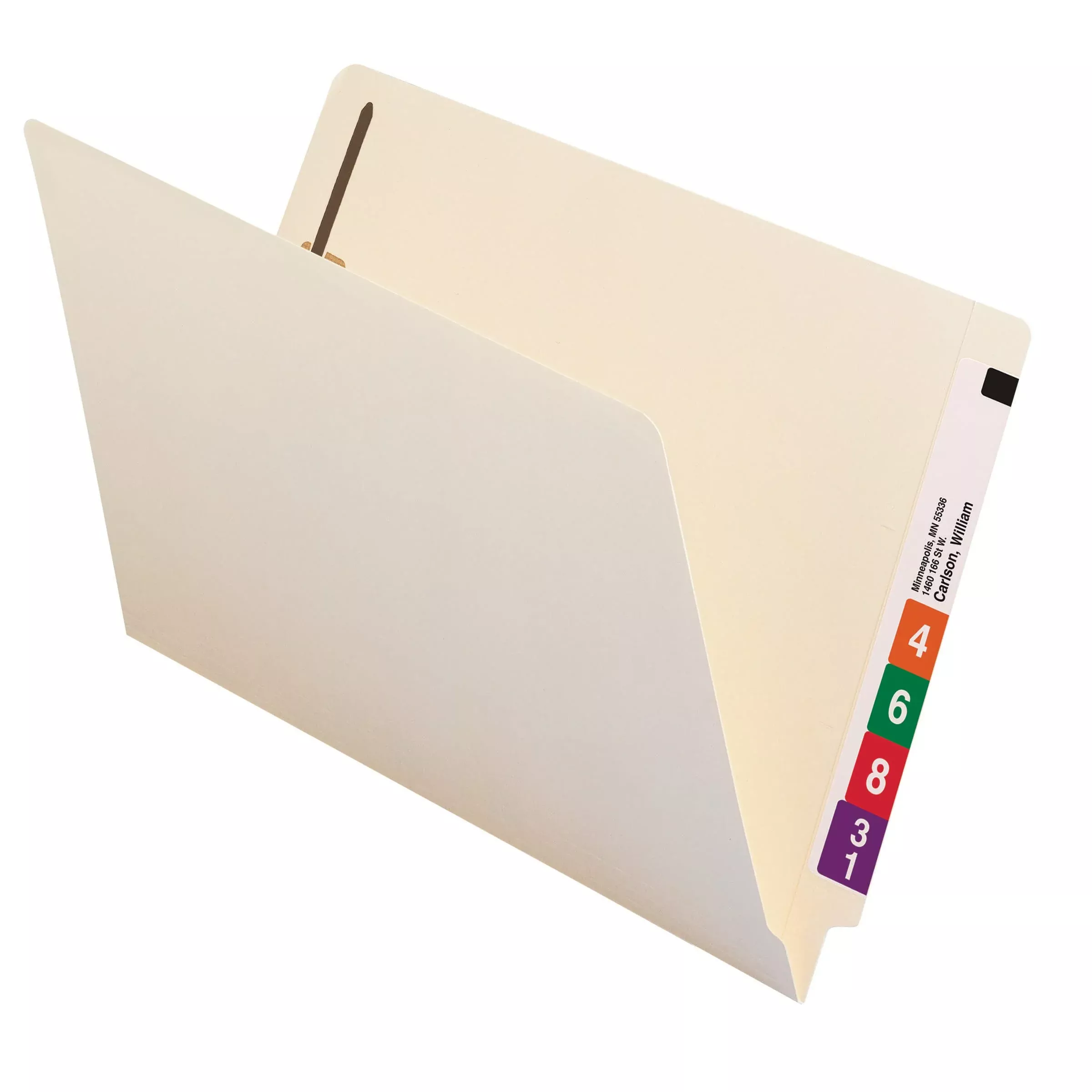 Smead End Tab Fastener File Folder, Shelf-Master Reinforced Straight-Cut Tab, 1 Fastener, Legal Size, Manila, 50 Per Box (37110)