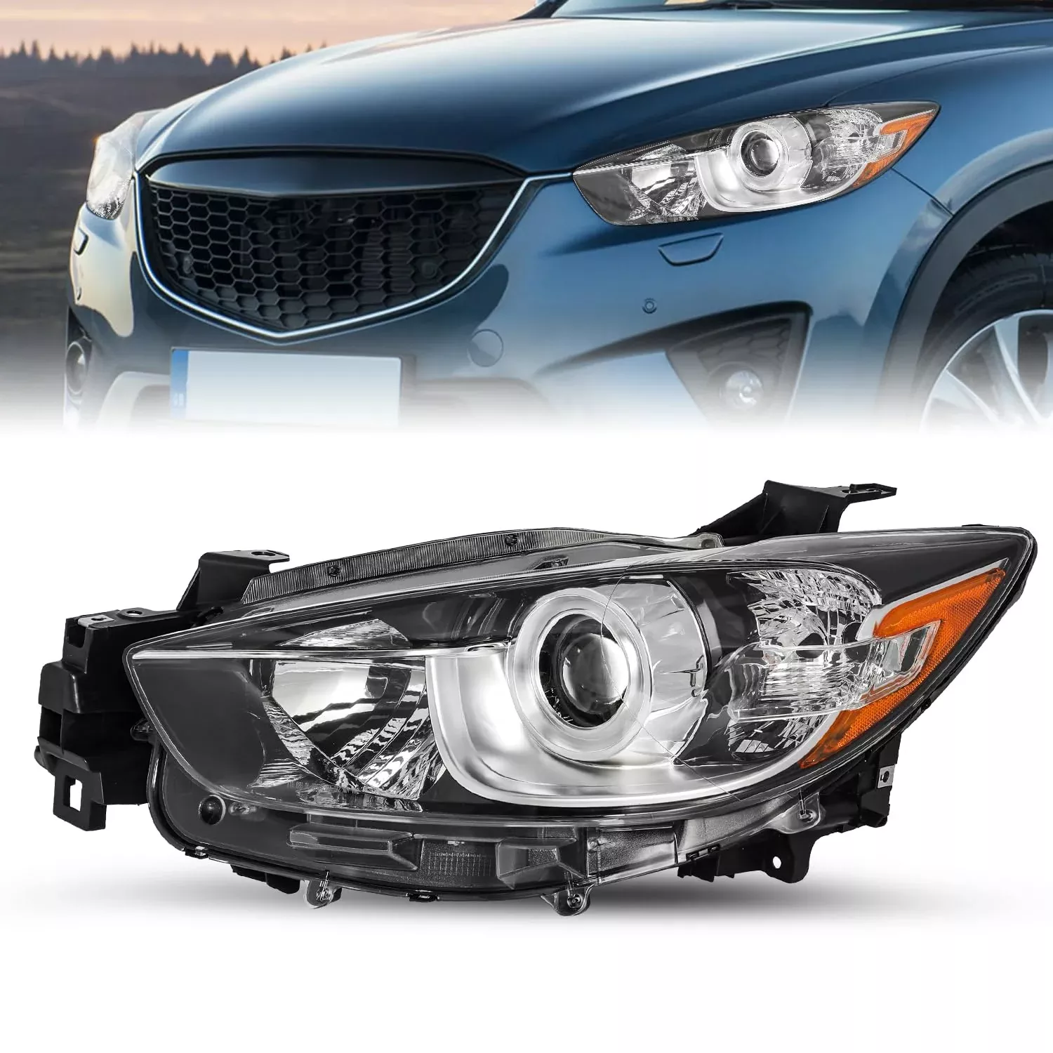SOCKIR Headlight Assembly for 2013-2016 Mazda CX-5 Halogen Left Driver Side Replacement
