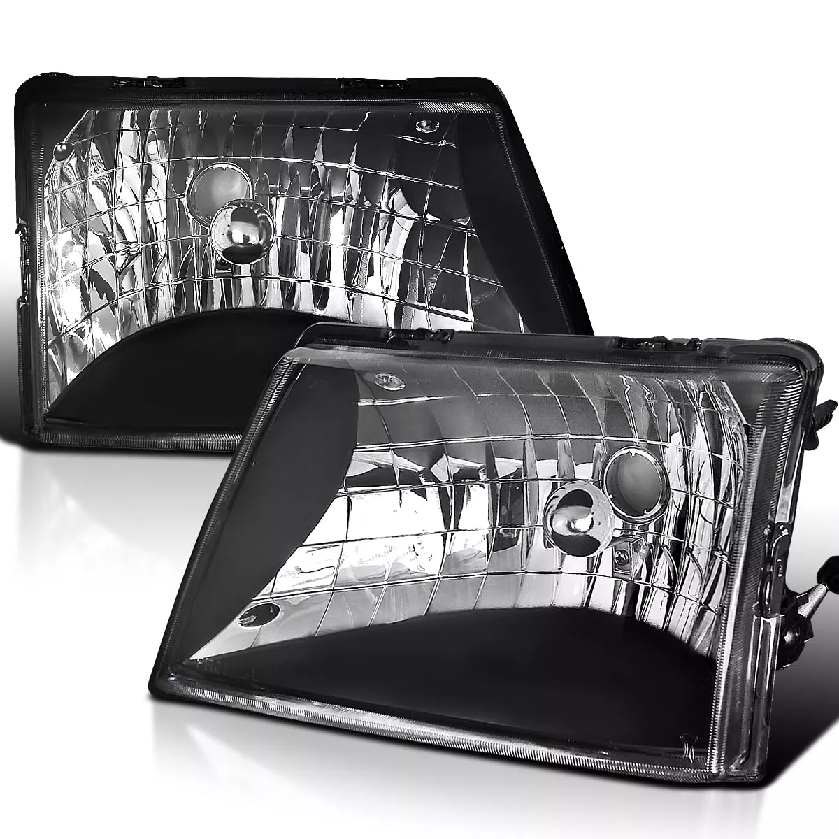 Spec-D Tuning Diamond Headlights Lamps Black Compatible With 1998-2000 Ford Ranger L+R Pair Head Light Lamp Assembly