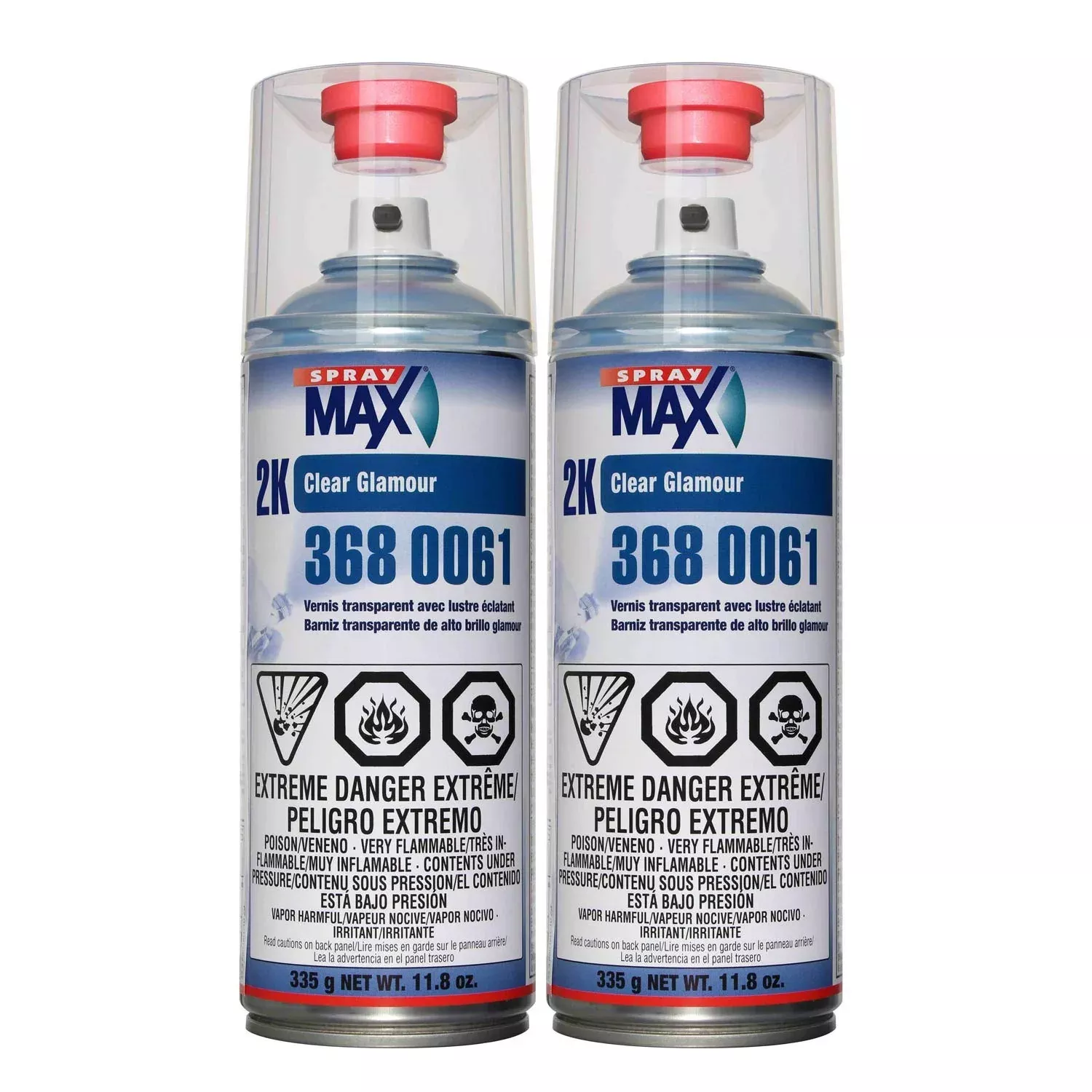 Spray max 2k High Gloss Clearcoat Aerosol, 11.8 oz (Pack of 2), Urethane Basecoat, Clear Finish, Model 8542051475