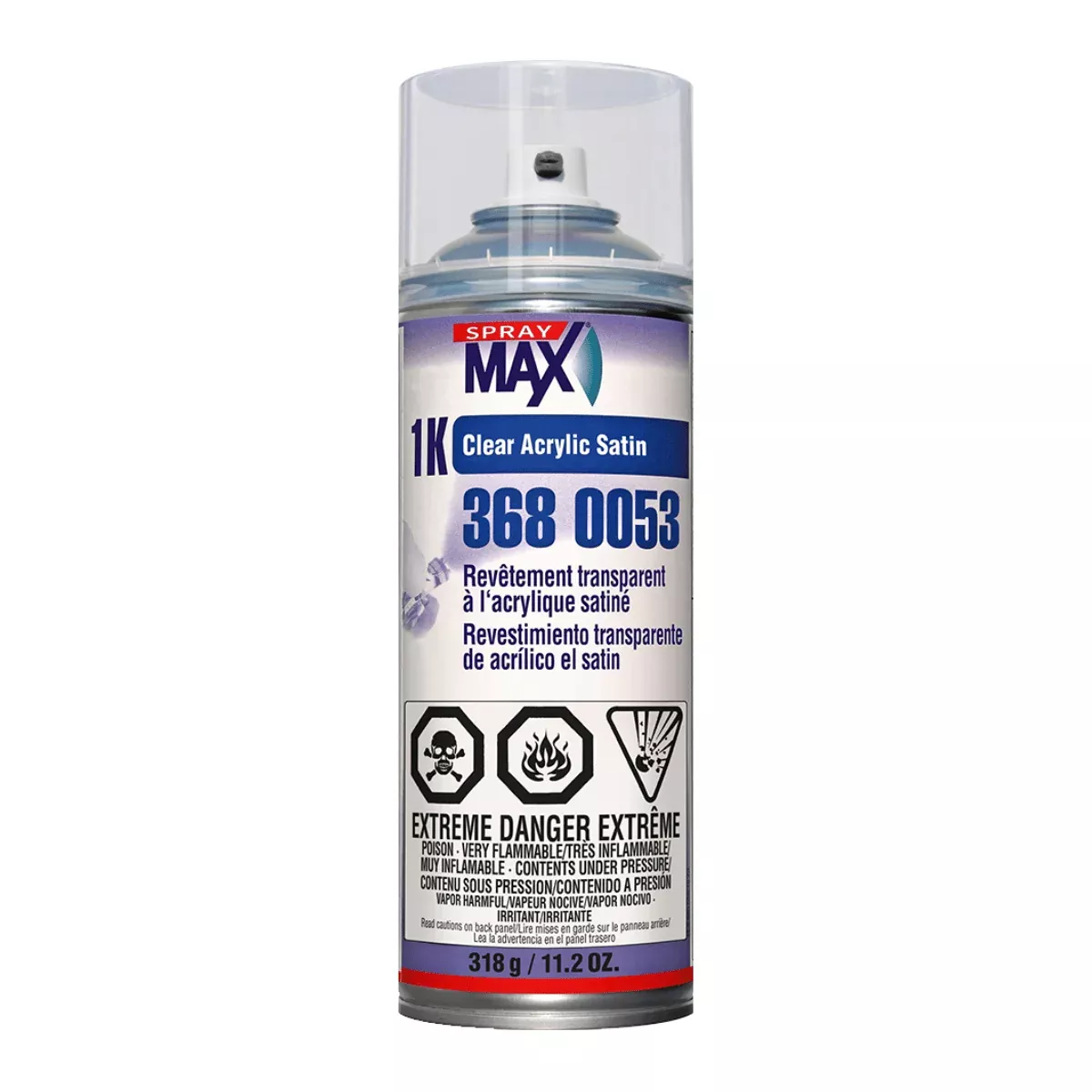 SprayMax 3680053 1K Acrylic Satin Clear Coat, 11.2 oz