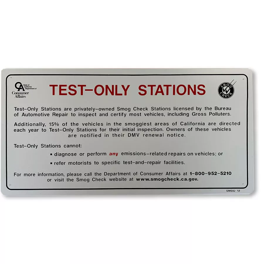 Test Only Stations Sign