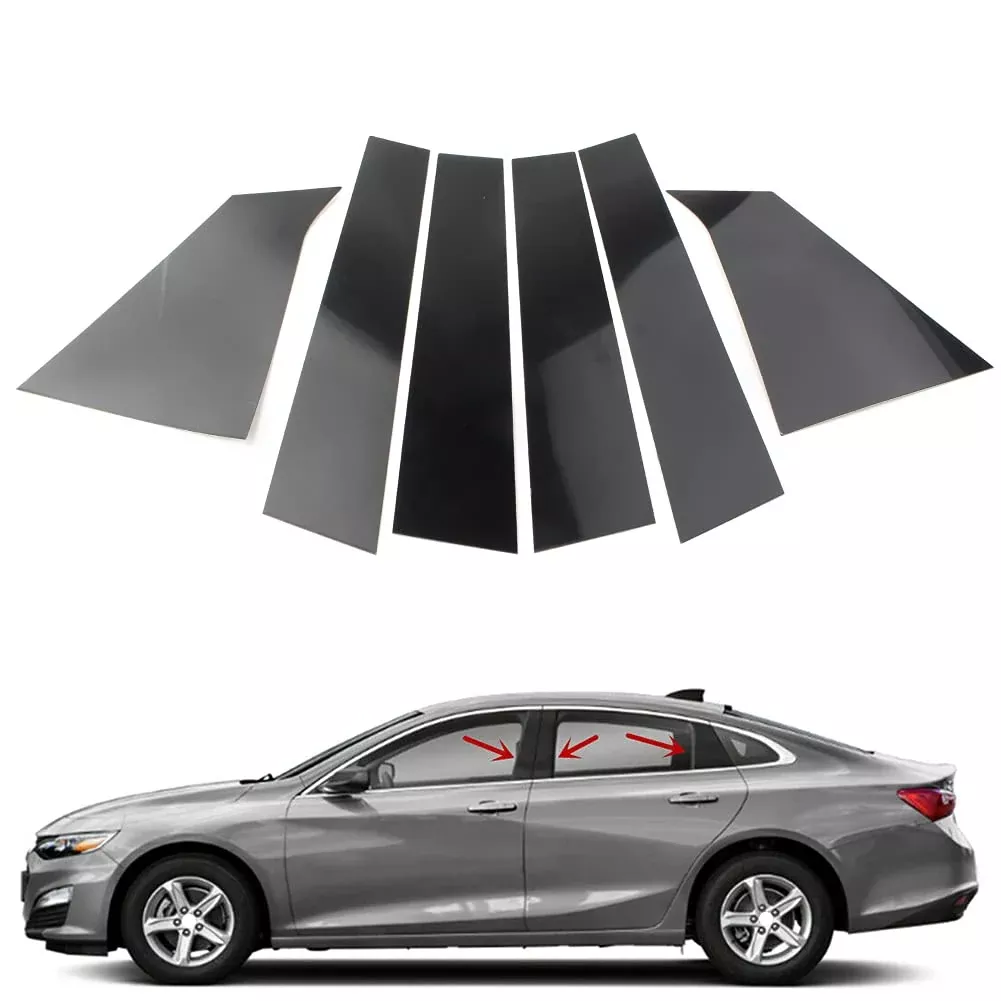 Three T Auto Side Door Window Pillar Posts Cover Trim, Polycarbonate, for Chevrolet Malibu 2016-2023