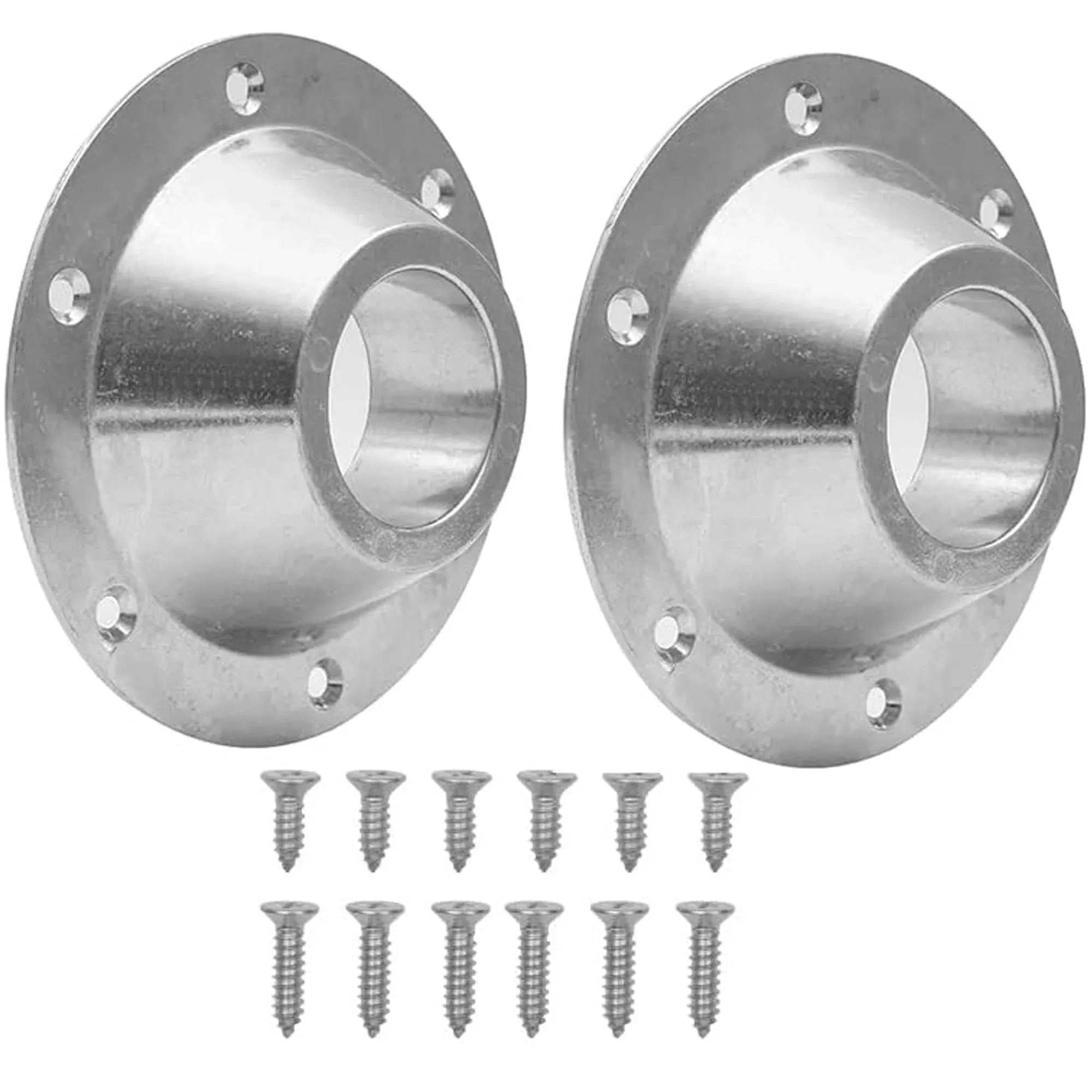 TonGass RV Table Base – Aluminum Pedestal Flange (2-Pack) – Standard Size – Silver – Includes Mounting Screws and 6 Holes