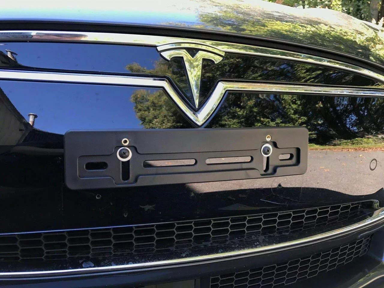 Trunknets Inc Front License Plate Mounting Bracket for Tesla Model S/X, Black, Plastic, 2012-2024