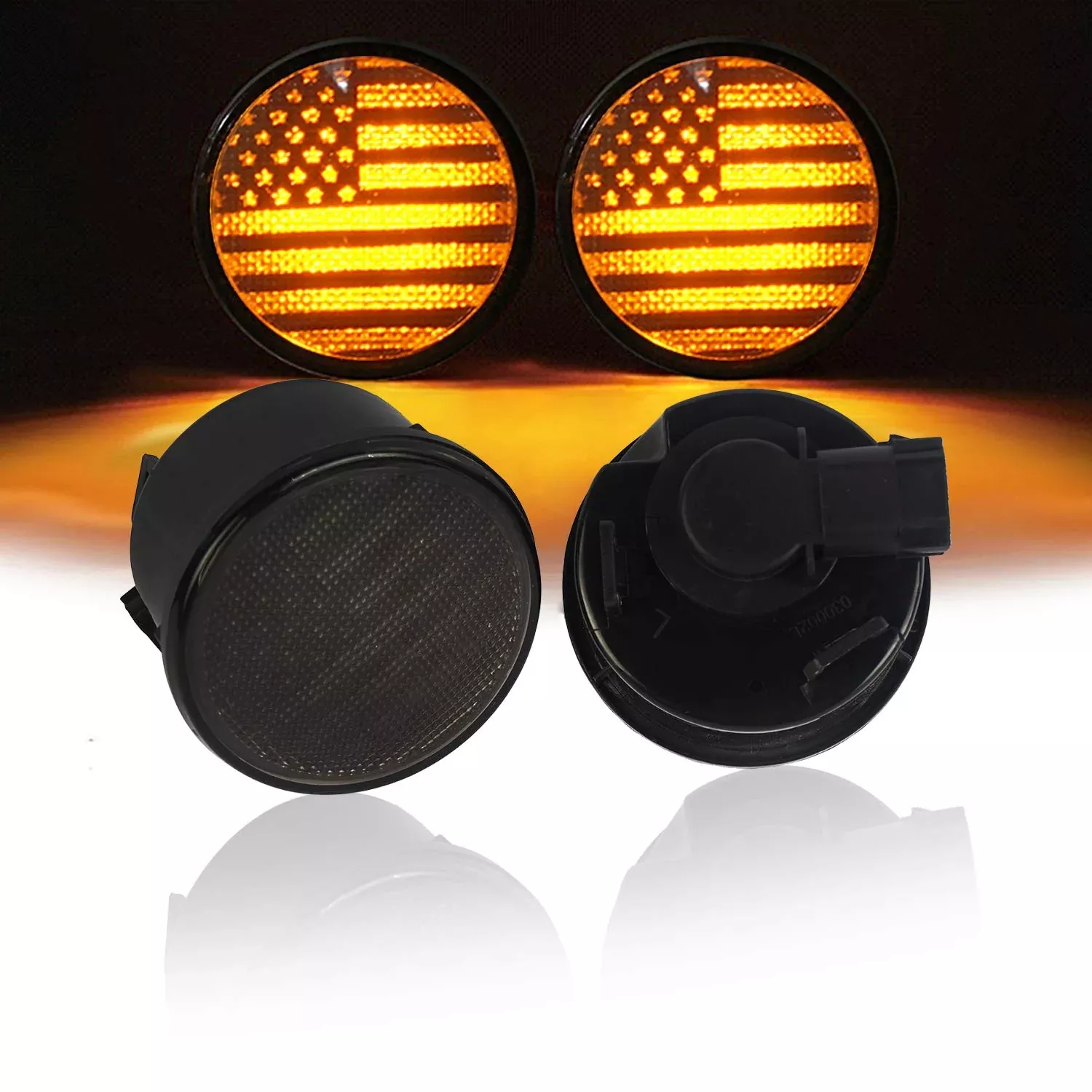 V8 God Turn Signal Front Lights Smoked Amber Led Indicator Blinker For Jeep Wrangler Jk & Unlimited 2007-2018 – Us Flag