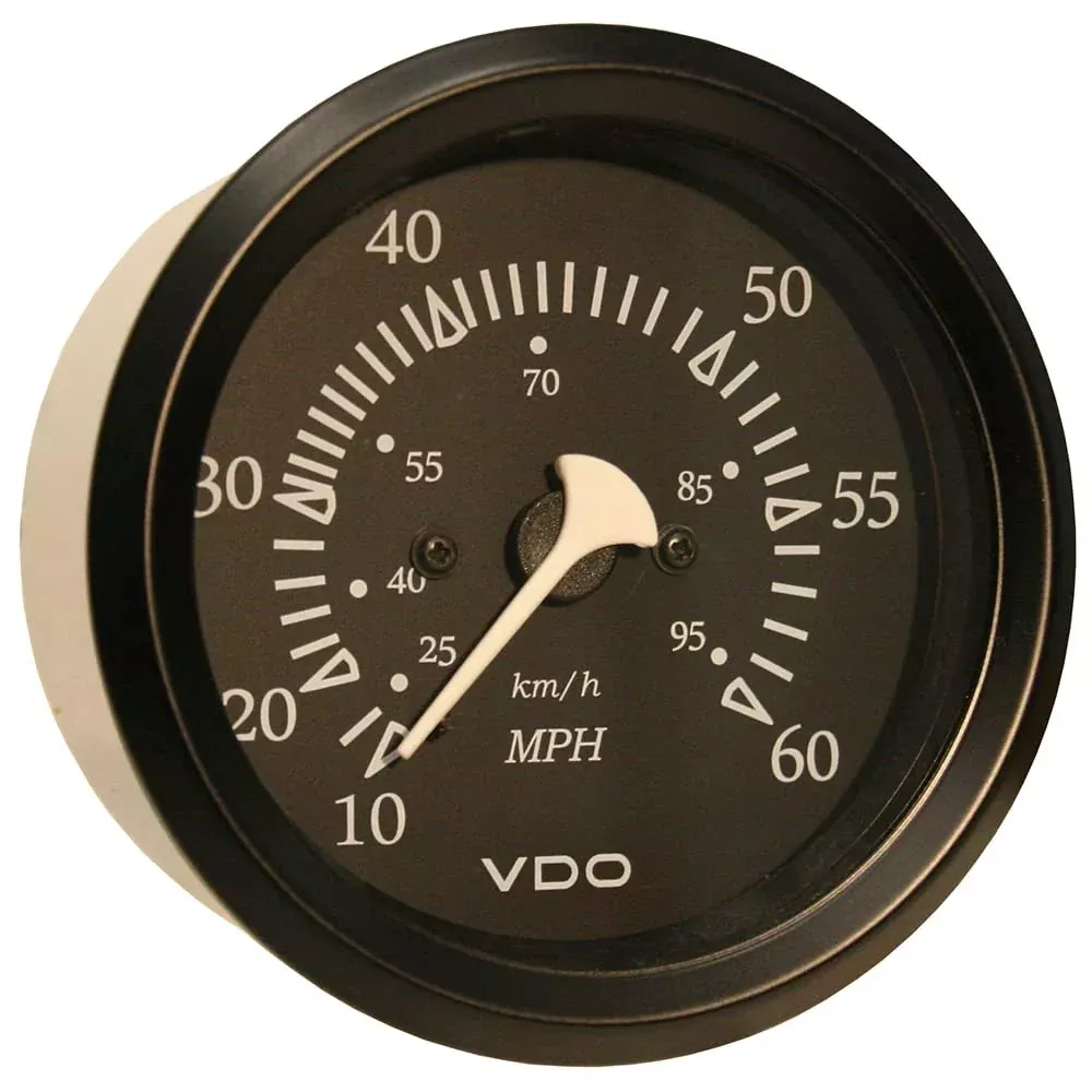 Vdo Allentare Black 60Mph 3-3/8” (85Mm) Pitot Speedometer – Black Bezel