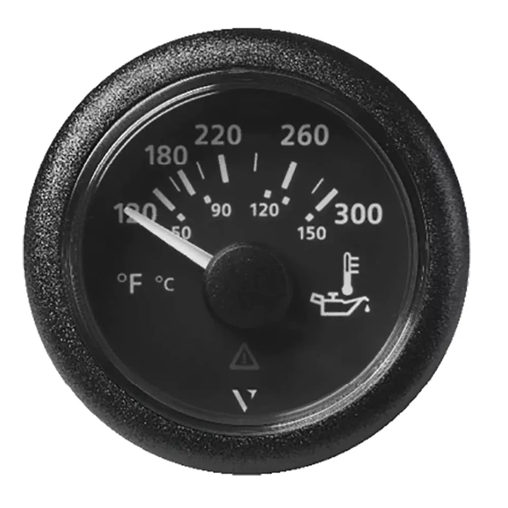 Veratron 52Mm (2-1/16”) Viewline Oil Temperature Gauge 120-300F – Black Dial & Bezel