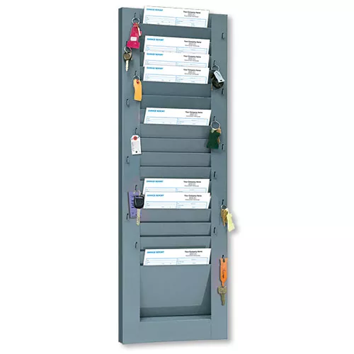 Vertical 18-Pocket Repair Order Rack with Key Hooks