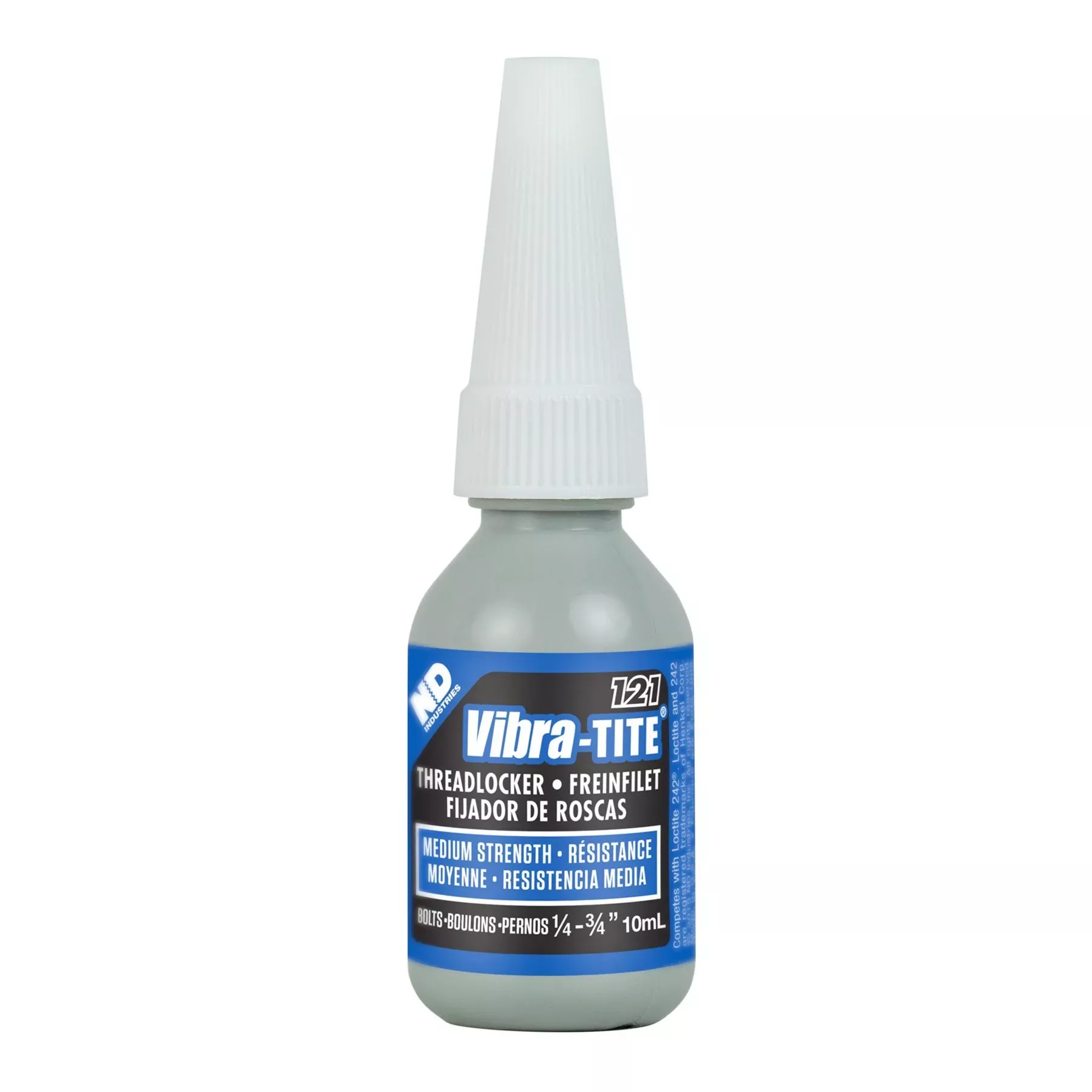 Vibra-TITE 121 Medium Strength Removable Threadlocker, 10ml, Blue - Anaerobic Adhesive for Secure Fastening