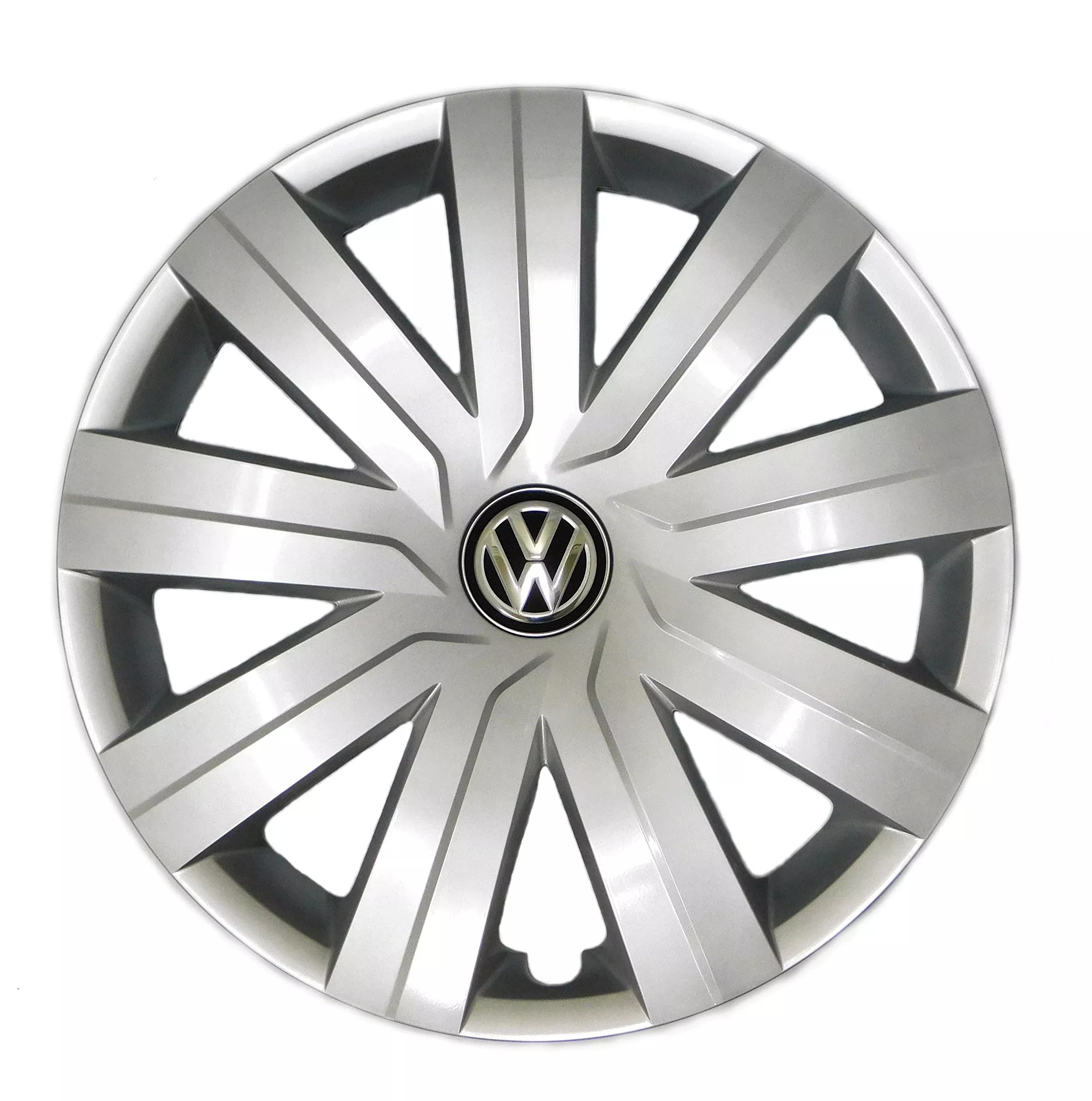 Volkswagen Genuine 9-Spoke Hub Cap Wheel Cover, 15-inch, Silver, Model 5C0601147DQLV